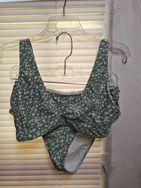Green Floral Bikini Set